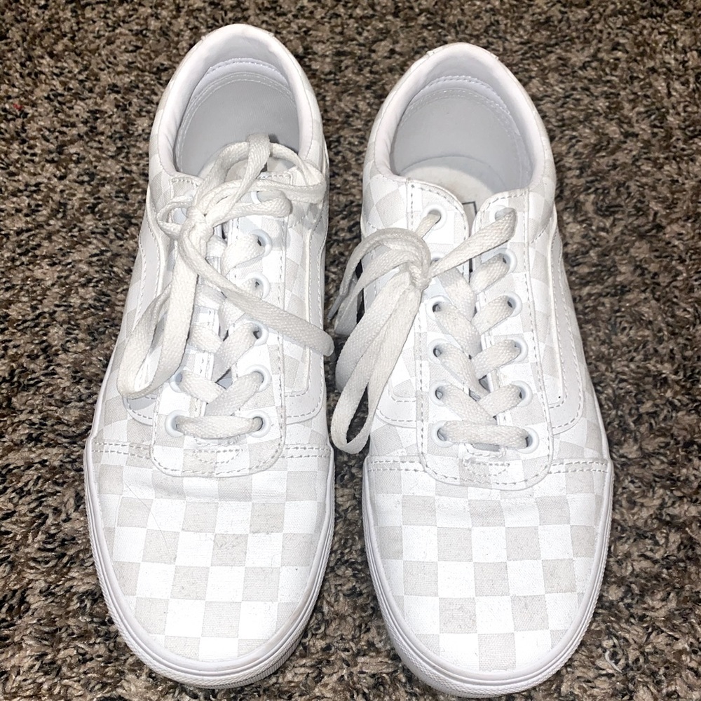 White Checkered Vans
